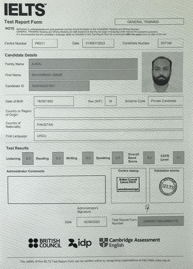 IELTS Certificate Canada IELTS Certificate Canada